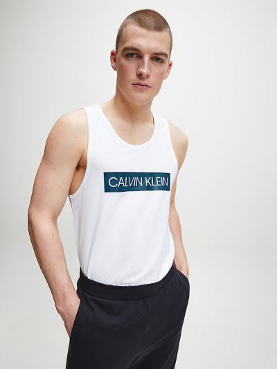 Calvin Klein Ruhák HU219735 | Calvin Klein Logo Gym Férfi Trikó Világos Fehér / Kék